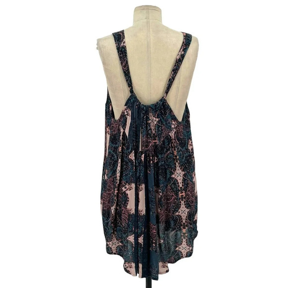 Free People Count Me In Trapeze Tunic Top Black Lace Pink Size Small - Picture 7 of 11